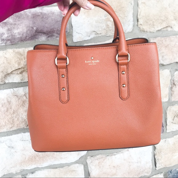 New Authentic Kate Spade Evangelie Larchmont Avenue Satchel Handbag Purse Brown